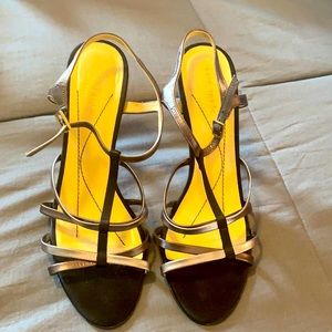 Kate Spade Black and Metallic Strappy Heels